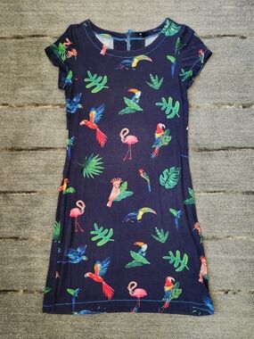 Hatley Navy Tropical Bird Print Short Sleeve Dress